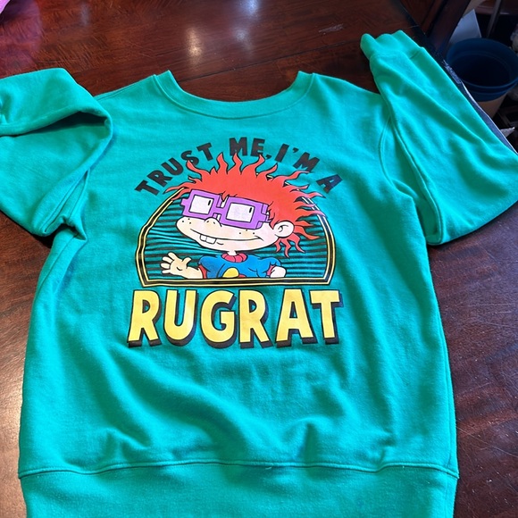 “Trust Me, I’m A Rugrat” Green Long Sleeve Sweatshirt Nickelodeon Large Vintage - Picture 5 of 12